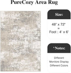 Modern Abstract Beige Gray Area Rug 4x6 Entryway Machine Washable Office Carpet Kitchen Door Mat Indoor Accent Throw Low Pile Non Slip Distressed Living Dining Laundry Room Bedroom