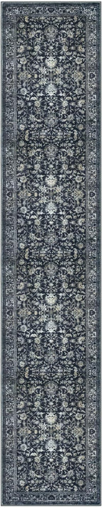 KILOCOCO Hallway Runner 2x10 Rug Runner Printed Vintage Floral Washable Non-Slip Rubber Backed Runners for Hallways Kitchen Laundry Room Entryway Bedroom, Charcoal