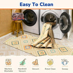 Area Rug 6x9 Rug Machine Washable Non-Slip Low Pile Print Pattern Western Rug for Living Room Bedroom Entryway Tribal Series -Cream/Beige