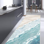 Beach Pattern 2.6x8ft Runner Rug Non Slip Washable Kitchen Runner Rug with Rubber Backing，Low-Pile Soft Washable Runner Rugs for Hallway Entryway Kitchen Bedroom Living Room Bathroom