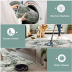Moynesa Ultra-Thin Washable Runner Rug -2x6 Rug Runners for Hallways Non Slip Stain Resistance, Vintage Non Shedding Indoor Throw Carpet Runner for Bathroom Entry Door Kitchen Laundry Room, Grey