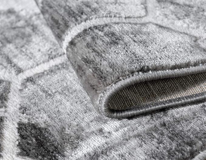 Rugs.com Lattice Trellis Collection Rug – 8' x 10' Gray Low-Pile Rug Perfect for Living Rooms, Large Dining Rooms, Open Floorplans