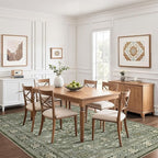 10x12 Area Rug Living Room: Washable Boho Large Neutral Vintage Soft Rugs Stain Resistant Farmhouse Non Slip Indoor Floor Carpet for Bedroom Nursery Kids Playroom Office Dining Room Home- Dark Green
