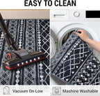 KUTA Moroccan Boho Entryway Rug, 2x3 Black Entrance Small Area Rug Non-Slip Washable, Ultra Soft Vintage Geometric Low-Pile Indoor Door Mat Floor Carpet for Kitchen