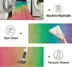 Rainbow Washable 5x7 Area Rugs for Living Room, Thin Low Pile Contemporary Carpet, Non-Slip Base Lightweight Rug