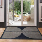 Modern Rainbow Area Rug 2x3 Black Soft Plush Low Pile Non-Slip Washable Doormat, Farmhouse Kitchen Bathroom Mat for Entrance Bedroom Laundry Room