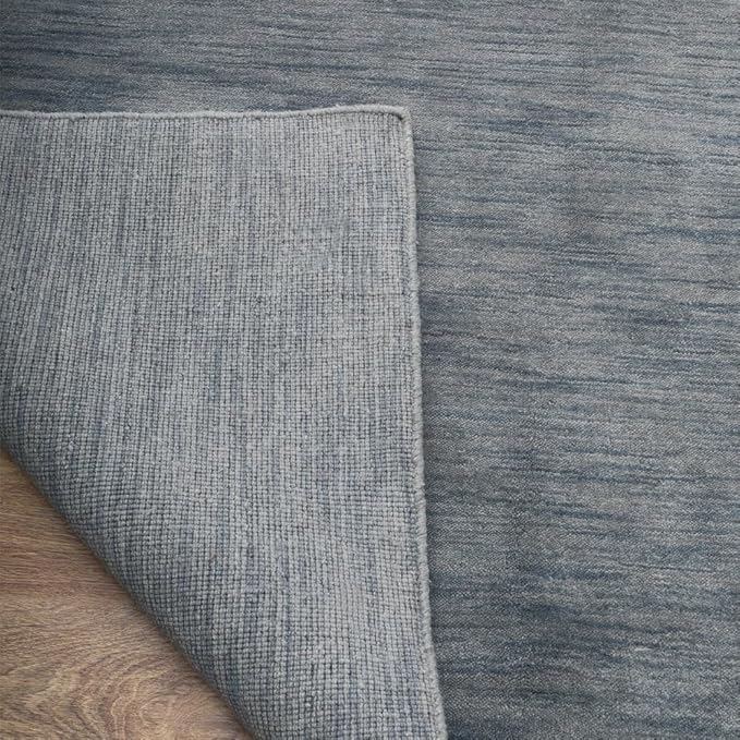 Hand Knotted Loom Wool ECO-Friendly Area Rugs - 8'x10', Rectangle, Light Blue Color, Solid Plain Design, High Pile Thick Handmade Anti Skid Rugs for Living Room (L00111)