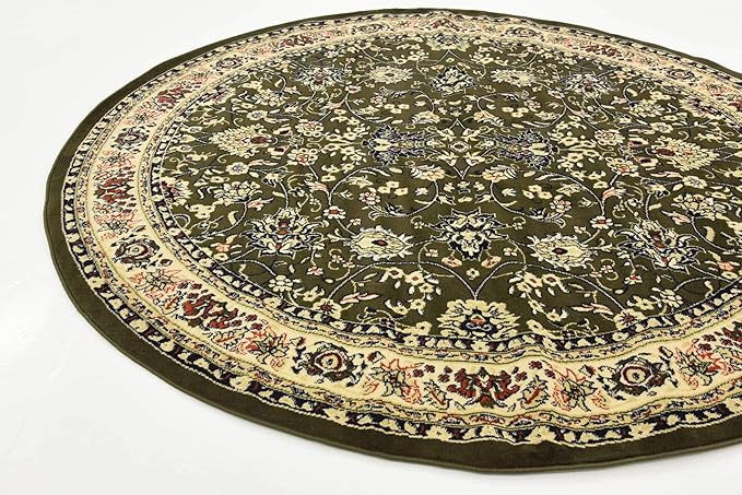 Unique Loom Sialk Hill Collection Area Rug - Washington (7' 10" Round Green/Hunter Green)