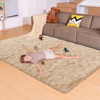 5x7 Light Tan Rugs for Living Room Bedroom, Fluffy Large Area Rug Soft Shag Non-Slip Carpet for Kids Boys and Girls Room Dorm Home Decor (5ft x7ft)
