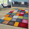 Paco Home Colorful Living Room Rug Checkered Design with Squares Multicolor, Size: 7'10" x 10'10"