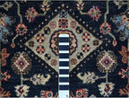 Power Black Hand Knotted All Over Pattern Pure Wool Round Oriental Rug (10'x10')