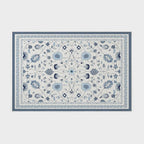 EVERGRACE Area Rugs for Living Room 6x9, Boho Floral Faux Wool Indoor Outdoor Rugs, Washable Rugs for Bedroom Dining Room Entryway Kitchen, Low Pile Floor Mat Carpet for Home Decor, Porcelain Blue