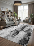 Washable Abstract Rug, 3x5 Modern Area Rugs with Non-Slip Rubber Backed for Bedroom, Thin but Soft Contemporary Carpet Kitchen Living Room Decor, Black Grey