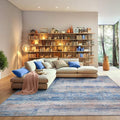 Abstract 9x12 Area Rug for Living Room Dining Room Office Bedroom Blue