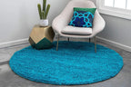Unique Loom Solid Shag Collection Area Rug (8' Round, Turquoise)
