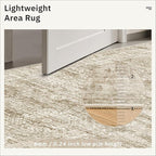 7x9 Area Rug for Living Room Washable Abstract Vintage Soft Thin Indoor Floor Non-Slip Carpet for Bedroom Dining Room Brown