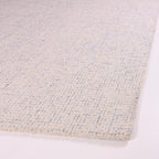 Hand-Tufted 100% Wool Pile Area Rug – Geometric Textured Grid Check Pattern – Thick and Durable Floor Carpet for Bedroom, Living Room, Kids Room, and Dining Area (Ivory Blue, 5' Round)