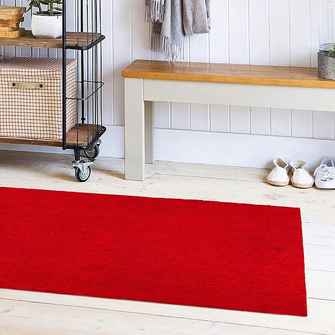 Ottomanson 2' x 6' Hallway Runner with Scraper Pile - Extra Durable Non-Slip Rug Mat for Indoor & Outdoor Use - Ideal for Kitchen, Entryway, Patio & Garage - High-Traffic Carpet, Red