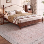 MontVoo-Vintage Area Rugs 8X10 Pink Rugs for Living Room-Soft Distressed Printed Rugs for Bedroom-Non Slip Carpet-Machine Washable Rug for Dining Room Living Room Bedside Office