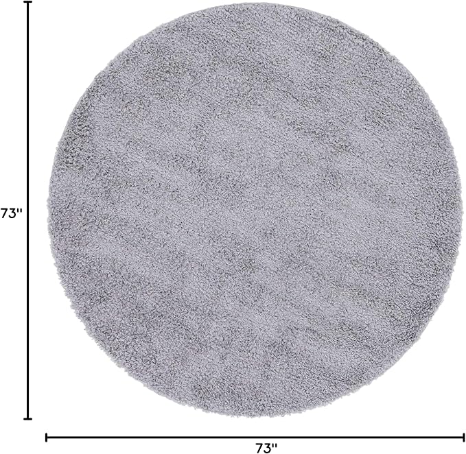 Unique Loom Davos Shag Collection Area Rug - Solid (6' 1" Round, Sterling)