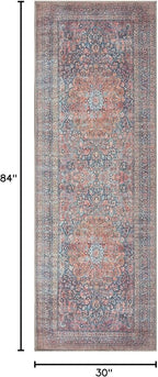 Bloom Rugs Washable Non-Slip 7 ft Runner - Multicolor Traditional Medallion Runner for Entryway, Hallway, Bathroom, and Kitchen - Exact Size: 2.5' x 7'
