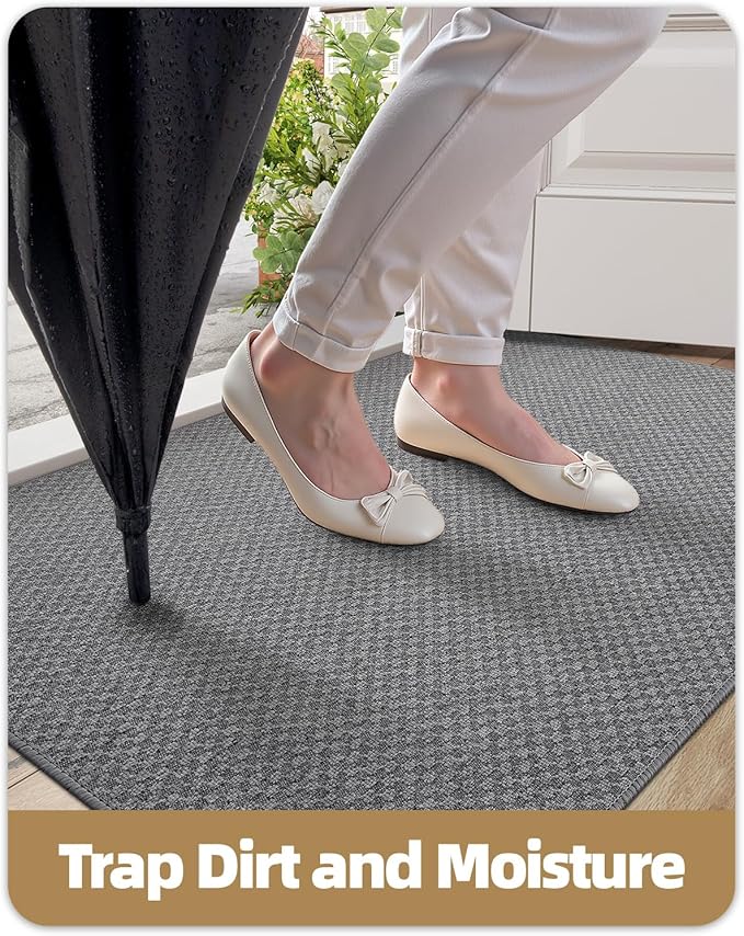 Color&Geometry Oversized Door Mat Non Slip Rubber Backed, 48"x72" Front Door Mat Indoor Outdoor Rug, Dirt Trapper Doormat, Heavy Duty Front Door Rugs, Dark Grey (Rolled-up NO Creases)