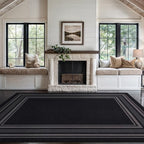 Beverly Rug Non Slip Area Rugs 5x7 Modern Bordered Non Skid Rubber Backing Soft Area Rug for Living Dining Room Easy to Clean Non Shedding Kitchen Bedroom Indoor Carpet 5 x 7 Black