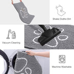 Smiry Dog Door Mat for Muddy Paws, Absorbent Dirt Trapper Non Slip Quick Dry Washable Chenille Mat for Mud Dogs, Entry Rug for Indoor and Outdoor (30x20 Inches, Grey and White)
