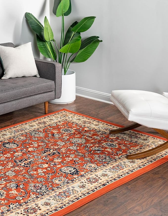 Rugs.com Yasmin Collection Rug – 2' x 3' Terracotta Medium Rug Perfect for Entryways, Kitchens, Breakfast Nooks, Accent Pieces