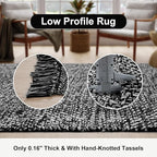Collive Long Hallway Runner Rug 2.6' x 10', Washable Runners Indoor Entryway Rug, Black/Cream Braided Woven Kitchen Rugs Low-Profile Front Door Floor Carpet for Laundry Room Bedroom Doorway