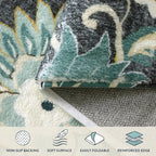 Lahome Floral Area Rug for Living Room - 4 x 6 Rug Washable Non-Slip Soft Rugs for Bedroom Throw Lightweight Boho Dining Room Rug, Blue Paisley Print Indoor Floor Carpet for Office Kitchen Entryway