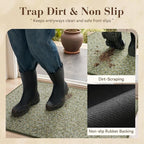 MontVoo Door Mat Indoor Entrance Doormat, Absorbent Durable Rubber Non Slip Front Door Mat for Inside Entry Entryway Dirt Trapper Welcome Mat, Green 17''x30''