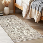 KILOCOCO Hallway Runner 2x5 Kitchen Runner Rug Printed Vintage Floral Washable Non-Slip Rubber Backed Runners for Hallways Laundry Room Distressed Boho Rugs for Entryway Bedroom, Beige/Brown