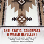 YHSF South West Native American Area Rug C318 - Easy Clean, Thick, Soft, Durable Native Tribal American Indian Inspired Rug for Bedroom/Living Room and More - Ivory, 8 Feet x 10 Feet