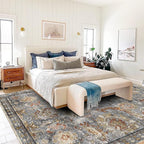 RUGSURE Washable Area Rugs - Perfect for Living Room, Bedroom, Kids Room, Nursery - Stain & Water Resistant Non-Slip, Pet & Child Friendly, Vintage Tribal Area Rugs (Turmeric and Grey, 5' x 7')