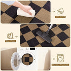 Vasofe 3x5 Plaid Rug, Jute Rugs, Washable Outdoor Indoor Checkered Carpets, Entryway Bedroom Potio Porch Kitchen Carpet, Non Slip Farmhouse Neutral Office Laundry Floor Mat, Black and Brown