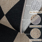 Easy Jute Checkered Area Rug, 4x6 Black Modern Washable Rugs for Living Room Non-Slip Low Pile Entryway Mat, Farmhouse Diamond Indoor Outdoor Carpet for Kitchen Backyard Bedroom Office