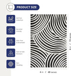 Abani Nomad Cream & Black Area Rug 4' x 6' for Living Room, Bedroom - Black Linear Curves Design - Durable & Easy to Clean