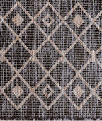Unique Loom Outdoor Trellis Collection Area Rug - Tribal Trellis (13' Square, Charcoal Gray/ Natural)