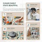 Moynesa Washable 8x10 Area Rugs for Living Room Bedroom Dining Room, Modern Bohemian Farmhouse Floral Bird Print Pattern Medallion Carpet, Retro Home Decor Open Floor Areas Non-Slip Protection