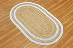 12x15 Rugs for Living Room Oval Kilim Rug Natural Oval Jute Thick 0.27" Solid Design Beige White Hand Braided Jute Flatweave Mat Handmade Boho Indoor Outdoor Rugs for Bedroom Living Dining Room