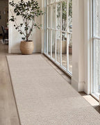 Color&Geometry Front Door Mat Indoor 26"x95", Ultra Non Slip Rubber Backed Dirt Trapper, Low Profile Thin washable, Easy Clean Entry Entryway Rug Door Mat Indoor Entrance, Khaki (Rolled-up NO Creases)