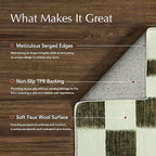EVERGRACE Checkered Plaid Area Rug 8x10, Soft Fuzzy Faux Wool Rugs Washable Christmas Rugs Large Rug Carpet for Entryway Bedroom Living Room Hallway Kitchen Dining Room and Laundry Room, Olive Green