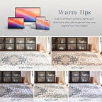 Phantoscope Washable Area Rug 4'x6' Non-Slip, Vintage Boho Rugs for Living Room, Bedroom, Dining Room, Persian Floral Medallion Pattern, Low-Pile Foldable Floor Carpet, Ivory Blue/Garden Bloom