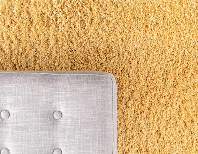 Unique Loom Davos Shag Collection Area Rug - Solid (4' 1" x 6' 1" Rectangle, Sun Yellow)