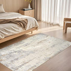 3x5 Area Rug Living Room Rugs - Washable Neutral Modern Abstract Soft Thin Rug Indoor Floor No Slip Rug Carpet for Bedroom Under Dining Table Home Office Decor - Light Brown/Gray