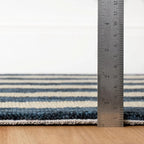 Dash & Albert Silas Stripe Navy Hand Micro Hooked Wool Rug, 2 X 3 Feet, Blue Stripe Pattern - Premium Luxury Hotel Quality Soft Breathable Hypoallergenic Machine Washable Easy Care All Season