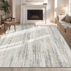 MUJOO 6x9 Area Rugs Washable,Modern Abstract Rugs for Living Room Bedroom Dining Room,Large Non Slip Throw Carpet Indoor,Low Pile Accent Neutral Beige and Grey