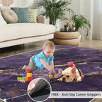 3x4 Abstract Marble Rugs for Entryway - Purple-Marble Kids Bedroom Rug, Luxury Stone Pattern Mudroom Rug Soft for Coffee Shop Living Room Under Table Game Room