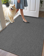 Color&Geometry Ultra Thin Indoor Door Mat Non Slip Rubber Backed Dirt Trapper 32"x48"(Rolled-up NO Creases), Rugs for Entryway, Front Door Mat Indoor Washable Low-Profile Entry Mat, Grey